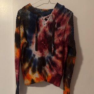 GAP Tie-Dye Knit Hoodie in Blue and Orange